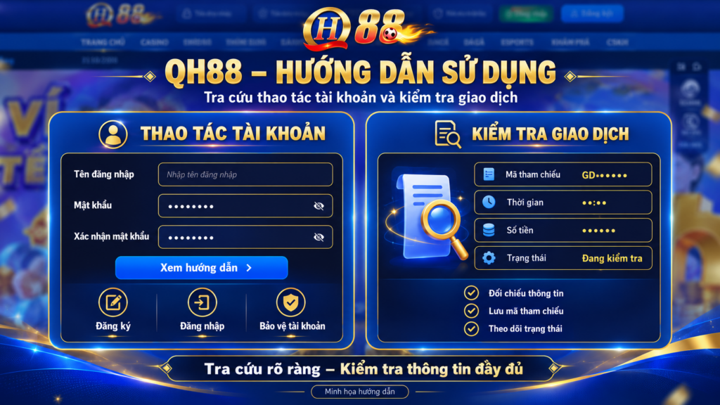 Nội dung hướng dẫn QH88 hỗ trợ tra cứu thao tác tài khoản và kiểm tra thông tin giao dịch